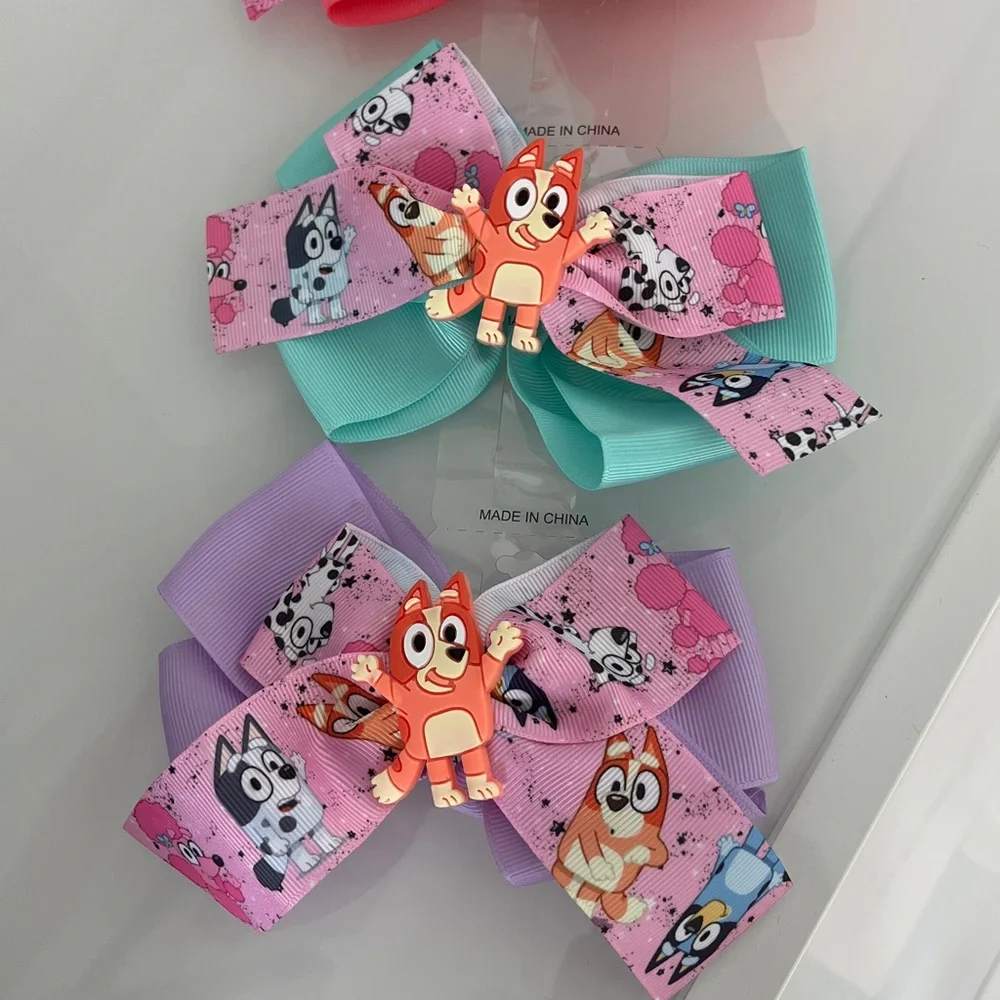 Bundle of 8 Bluey Bow Hair Clips Ribbons NWT